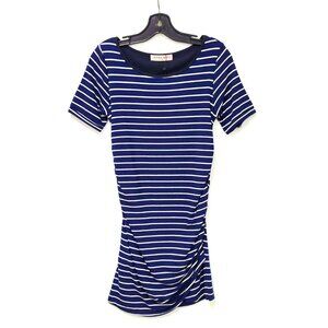 Mama Muse Women's Blue Midi Maternity Dress W/White Stripes Size XS, S & L